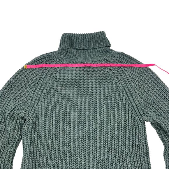 Shein Womens Green Chunky Cable Knit Oversize Turtleneck Tunic Sweater Sz M - Picture 11 of 11